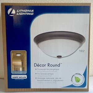 Lithonia Lighting Essentials with Fluorescent round bubble Flush Mount Bronze